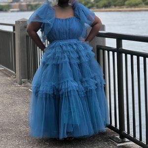 Blue puffy fairy tale dress